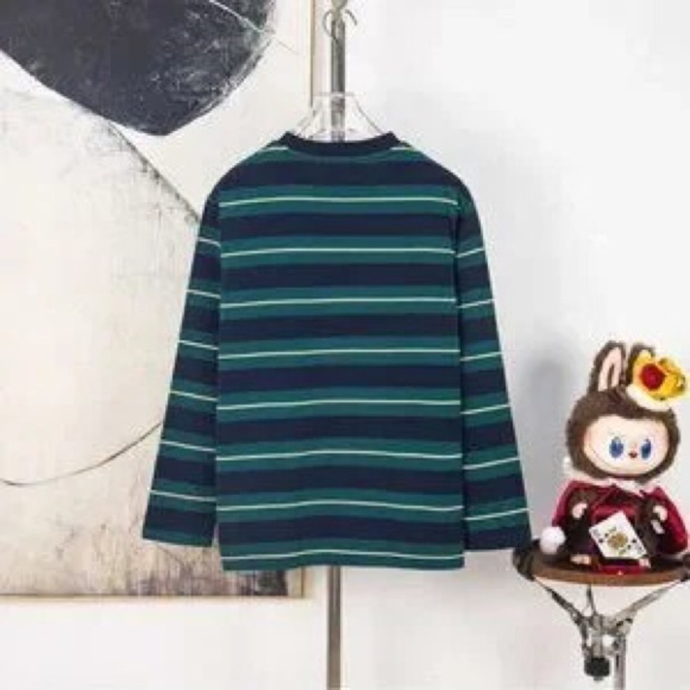 🍭Miu Miu Navy and Green Striped Long Sleeve Tee - Picture 2 of 8